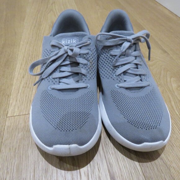 KIZIK Lima Hands Free Lace Up Shoes Sneakers in Gray Knit Comfy Travel Casual - Picture 10 of 14